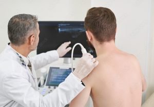 Doctor performing scan